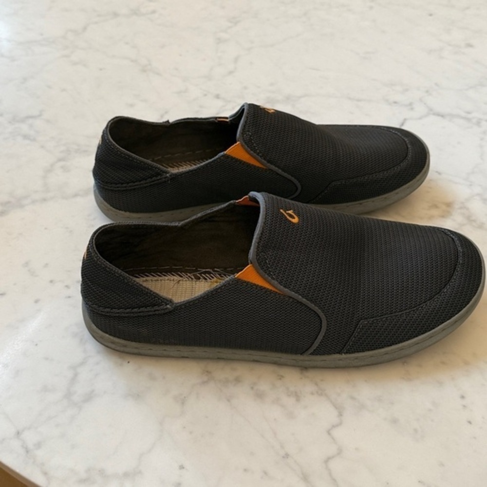 OluKai Nohea Mesh Slip-On Shoes Mens 11 Gray Black Convertible Heel Loafers